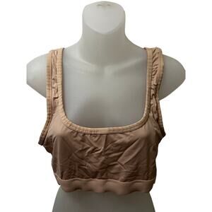 Steve Madden Women's Stretch Bralette Top Bra Seamless Square Neck Nude Large
